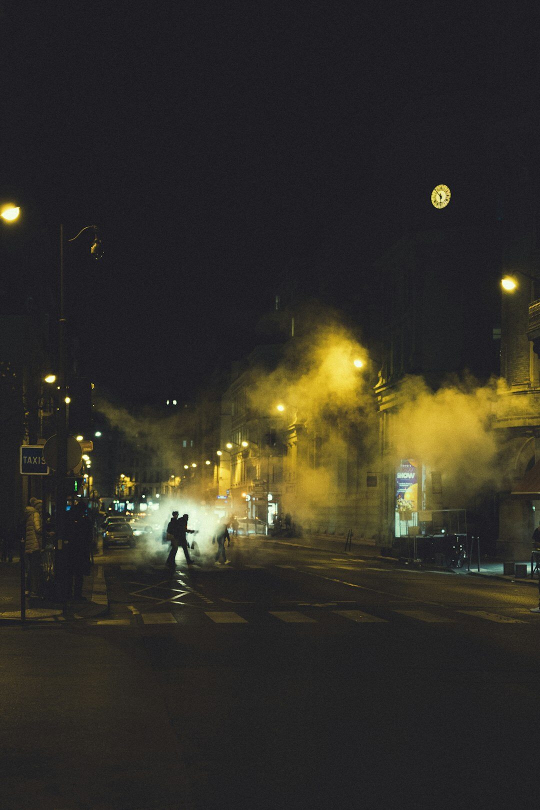 foggy night street